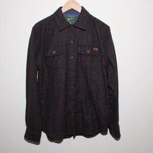 Woolrich 100% wool charcoal plaid flannel for men, size small